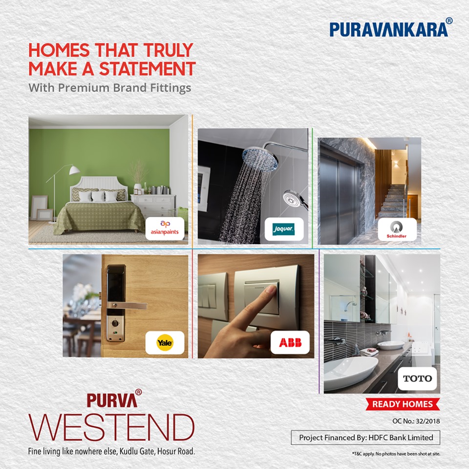 Premium Brand fittings at Purva Westend, Bangalore Update